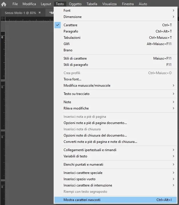 InDesign_testo-caratteri nascosti